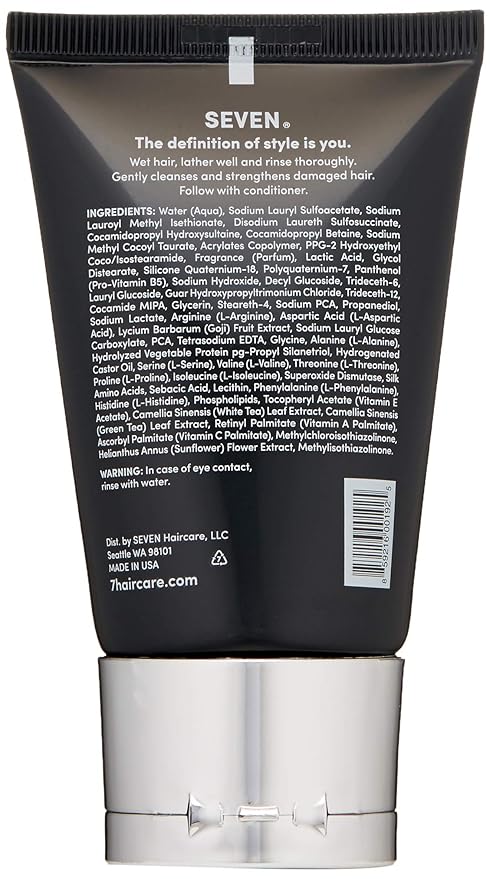 SEVEN Haircare KENTE BOND Shampoo for Split Ends + Damaged Hair, Sulfate Free, Cruelty Free with Green Tea, Guar & Pro Vitamin B5 for Men & Women, Made in USA, 2 oz.