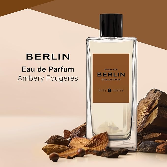 Pret à Porter City Collection Berlin Eau de Parfum for Men 3.4 fl oz (Pack of 1), An Intriguing Ambery Fougère Fragrance, Notes of Black Pepper, Cedarwood, and Vanilla, Long Lasting Fragrance