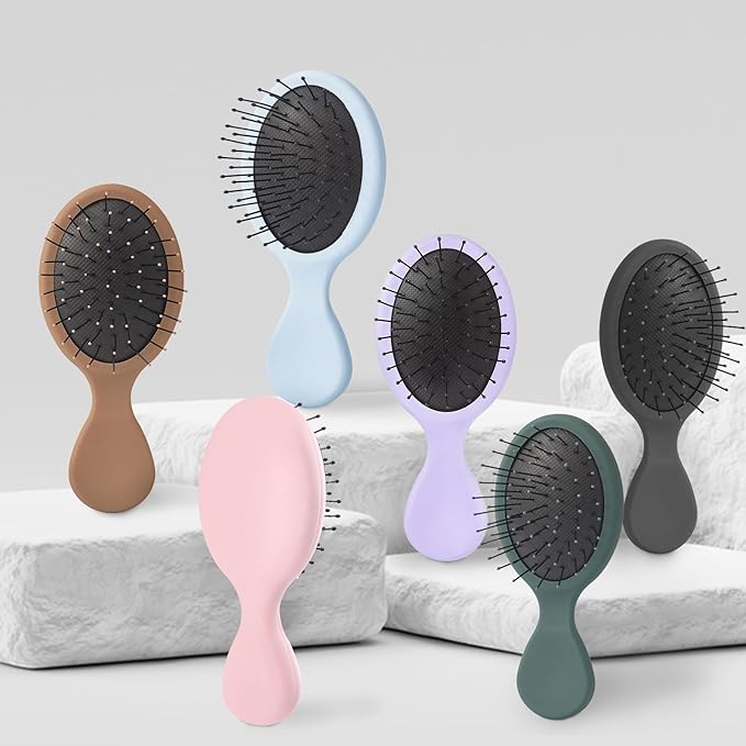 Mini Hair Bursh for Kids Women and Men, Protable Travel Size Hair Brush for Pockets Purse backpack,Mini Detangler Brush for All Hair Types, Small Hair Brush for Detangling(1 Pack-Mocha)