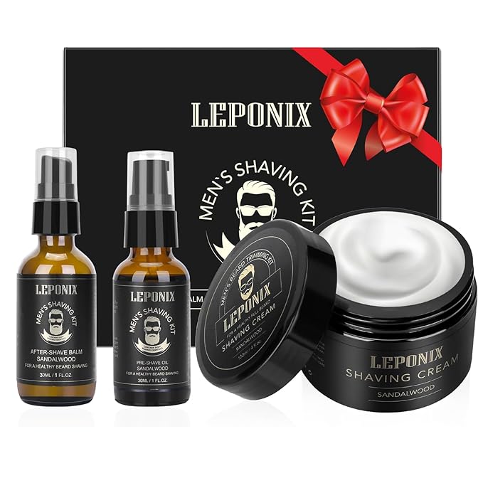 LEPONIX Mens Shaving Cream, After Shave Balm, Preshave Oil & Women Shaving Kit