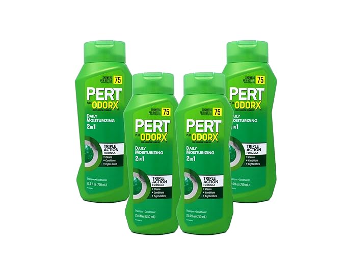 PERT 2 in 1 Complete Clean Shampoo and Conditioner - Mens Shampoo for Daily Use - Hair Conditioner for Men - Removes Dirt, Oil, and Build Up - 4 pc