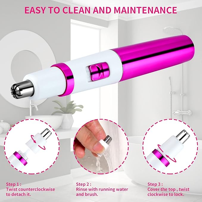 AREYZIN Nose Hiar Trimmer for Women,Ladies Painless Nose Trimmer Women,Eyebrow Facial Ear Hair Trimmer Hair Clippers Professional, Waterproof, Dual-Edge Blade, Purple
