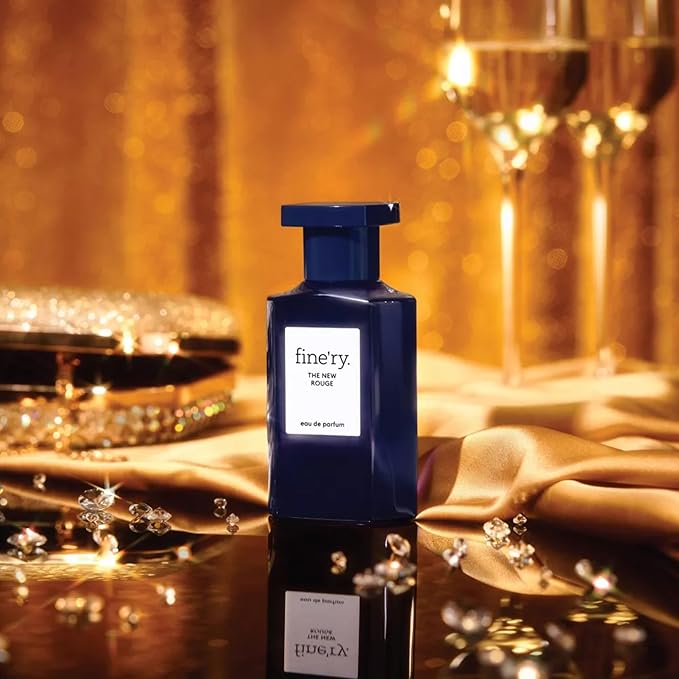 Fine'ry Amber Saffron Perfume - The New Rouge, for Women & Men, Long-Lasting Unisex Cologne - Golden Saffron, Amber & Sandalwood - Warm Woody Resin, Full Size Hair & Body Eau de Parfum (60mL)