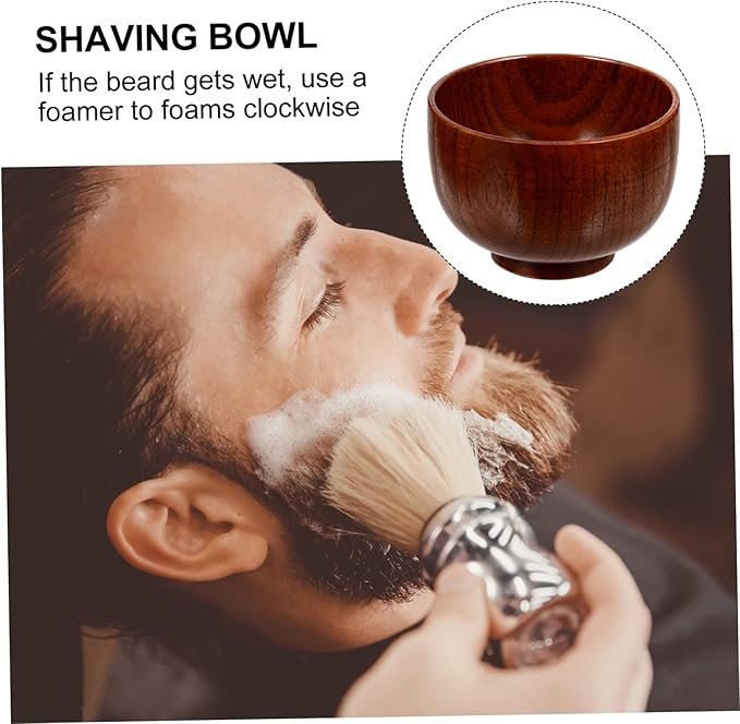 FRCOLOR Thick Wooden Shaving Soap Bowl with Smooth Polished Surface Shave Mug for Men Classic Lather Cup Easy Foam Stirring Portable and Stylish