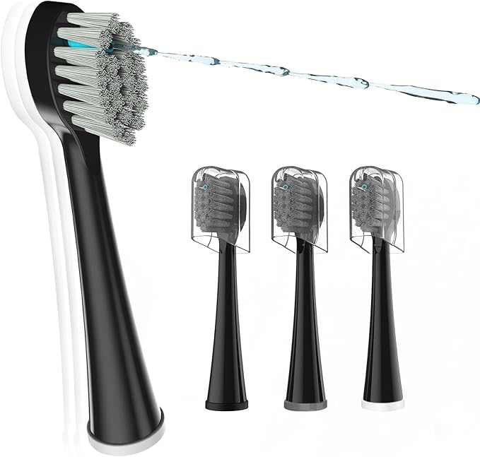 Replacement Brush Heads for Waterpik Sonic Fusion 2.0 - Flossing Toothbrush Head for Water pik with Color-Coded Rings & Hygienic Caps - 3 Pack Black Soft Bristles - Compact Size