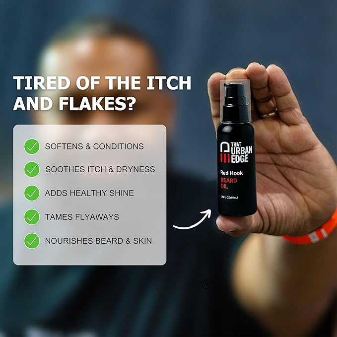 That Urban Edge Beard Oil | Ideal for Black & Latino Men | Moisturizing Conditioner with Jojoba Coconut & Grapeseed Oils | Helps Reduce Dryness, Itch & Flakes | Lightweight, Non-Greasy Shine | 2 Fl Oz