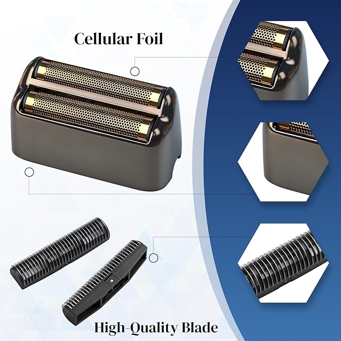 4 Pack Shaver Replacement Foil and Cutters Compatible with BaByliss Double FXFS2 Metal Shaver foil Replacement (Black 4 Pack)