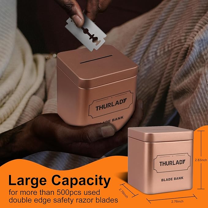 Razor Blade Disposal Container, Rose Gold, Large Capacity, Holds Over 500 Blades, Safe & Recyclable