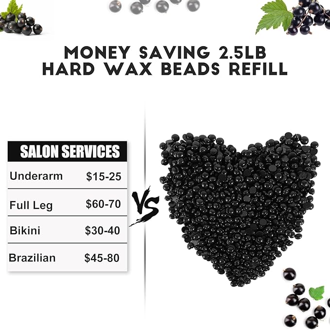 5lb Hard Wax Beads Bulk, Professional Waxing Bead Sensitive Skin, Scented Stripless Wax beans for Brazilian, Bikini, Body, Face, Legs, Back, Coarse Hair Removal, Salons Supplier Wax Bead Refill