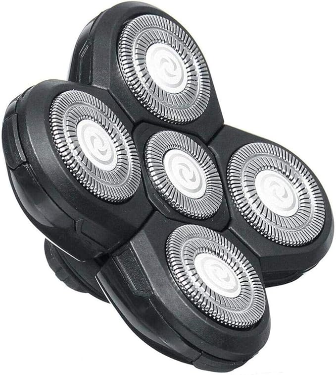5 Head Shaver Head, Replacement Shaving Head For Shaver, Easy to Install Electric Shaver Head, 4D Rotary Cutting Head Double Ring Blade, Universal For 5 Head Shavers.
