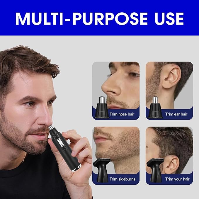 Back Shavers for Men Long Handle,Multifunctional Self-Service Electric Back Hair Razor with Adjustable Handle,Men's Back Shaver wiht Nose Hair Trimmer Set and 2 Shock Absorber Flex Heads,Black