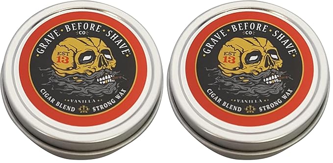 Grave Before Shave Fisticuffs Cigar Blend Strong Hold Mustache Wax 1 OZ. Tin (Pack of 2)