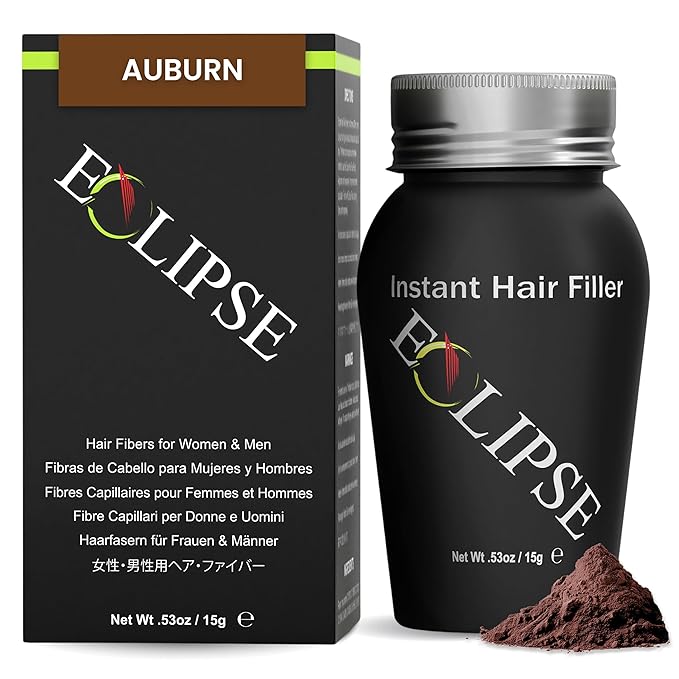 ECLIPSE Hair Fibers Auburn for Thinning Hair for Women & Men to Conceal Hair Loss in 15 Seconds - 100% Undetectable Hair Building Fibers, 15g