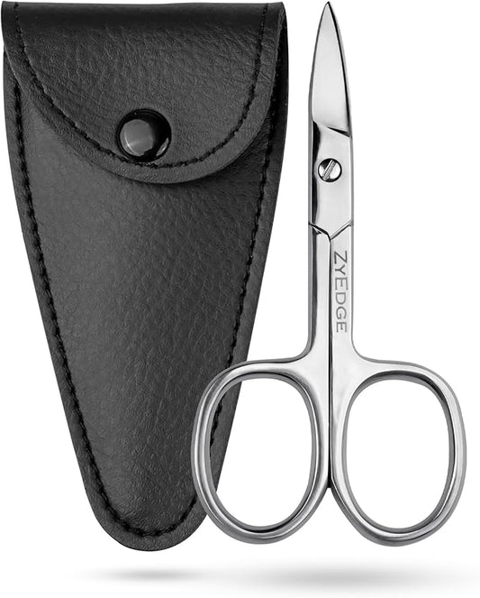 Stainless Straight Steel Nail Scissors– 3.5” Small Manicure Pedicure Scissors -Sharp Fingernail, Facial Hairs, Eyebrow, Mustache, Nose Hair & Toenail Grooming Tool