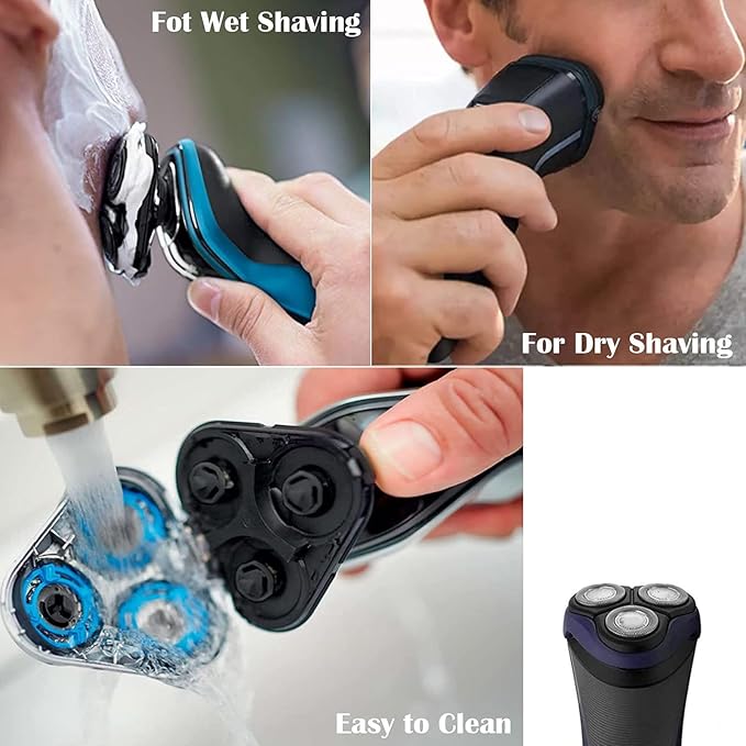 HQ8 Replacement Heads Compatible with Noreclo Electric Shavers, HQ8 Heads Upgraded Razor Replacement Blades Compatible with Shavers Series PT720 AT880 AT810 7800, 6-Pack& Brush