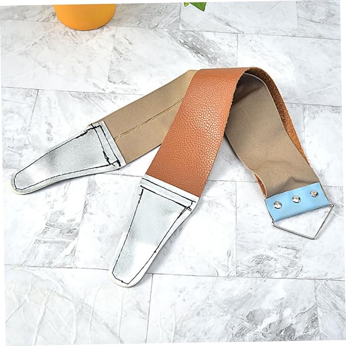 NOLITOY 2pcs Dual-sided Razor Strop Tool Practical Manual Sharpener for Straight Razors and Blades Durable Genuine Random Color Easy Operation for Home Grooming