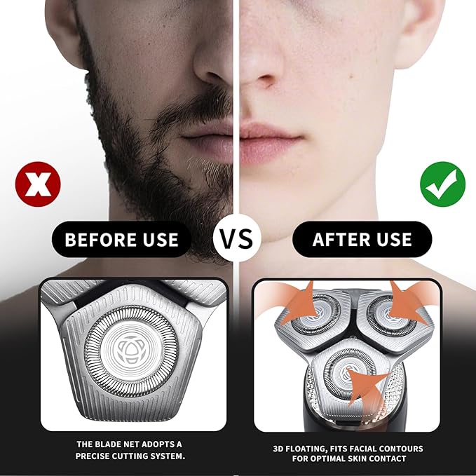 SH71/50 Shaving Heads Compatible with Phili*s Shavers Series S5000 (S5XXX),S7000 (S7XXX) for SH60/70 and SH70/70 (Silver)