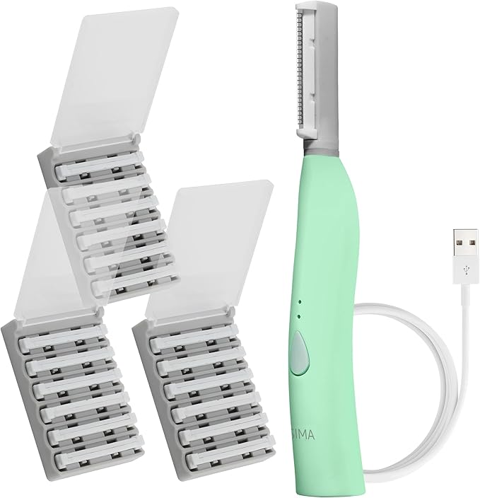 SPA SCIENCES - SIMA Patented Dermaplane Razor for Women Face – Painless 2-in-1 Facial Exfoliation & Peach Fuzz Hair Removal – Anti-Aging – 3 Speeds – Rechargeable – 19 Weeks Treatment