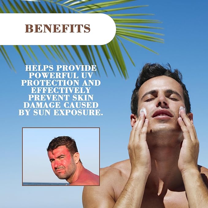 Mens Sunscreen SPF 50, Sunscreen Lotion SPF 50+ Sun Screen Protector Waterproof Sweat-Proof Moisturizing Skin for Face and Body for Men
