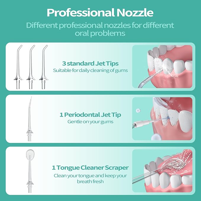Water Flosser for Teeth Cordless: 260ML Portable Oral Irrigator with DIY Strength for Daily Oral and Braces Care, 4 Modes & 5 Jet Tips, 40-Day Battery, IPX7 Waterproof Dental Flosser for Home Travel