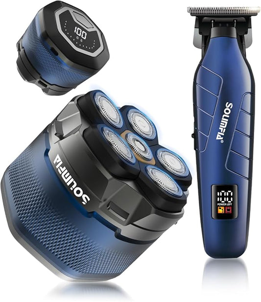 SOLIMPIA Upgraded Head Shavers for Bald Men, Hair Trimmer Kit, Magnetic Electric Razor, Large Battery Capacity, Rechargeable LED Display Beard Trimmer, Waterproof Wet/Dry Head Shaver