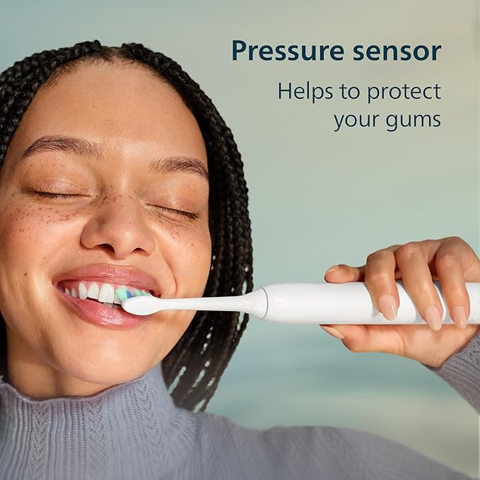 Philips Sonicare 4100 Series Electric Toothbrush - Sonic Toothbrush with Advanced Sonic Technology, Pressure Sensor, Two Intensity Settings, Smartimer & Quadpacer, Deep Pink, Model HX3681/26