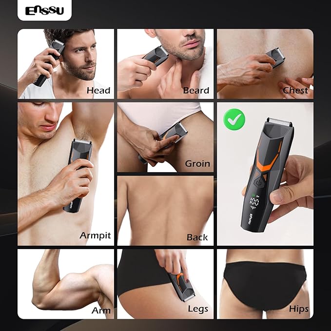 Manscape Body Hair Trimmer for Men with LED Light for Balls/Pubic/Groin/Legs/Chest, IPX7 Waterproof Body Groomer with Ceramic Blade, Fast Charging Shaver for Wet or Dry Use