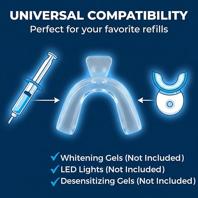 Lumeeno Moldable Teeth Whitening Trays for Gel Compatible with Opalescence and All Gels - 4 Trays & 2 Storage Cases Thin, Trimmable, BPA-Free