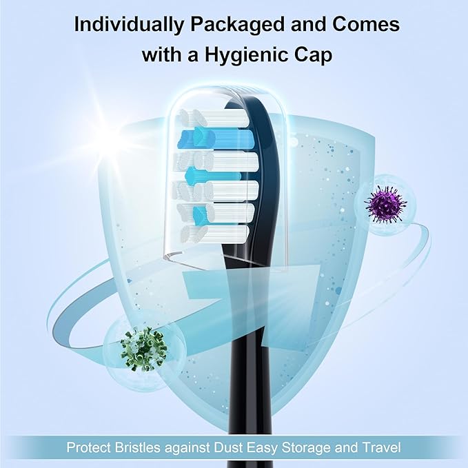 Replacement Toothbrush Heads 10 Pack Compatible with AquaSonic Black Series Vibe Series Black Series pro, and Duo Series pro Electric Toothbrush,Balck
