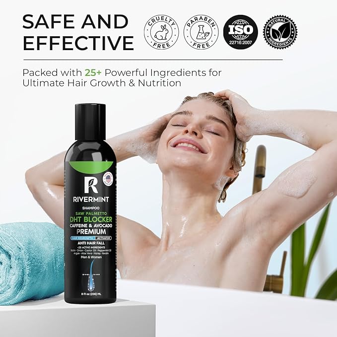 Hair Strengthening Minoxidil Shampoo Castor Oil, Biotin, Avocado Oil, Caffeine, Saw Palmetto, Onion, and Redensyl Hair Regrowth & Thickening Support Sulfate-Free, Paraben-Free, for Men & Women