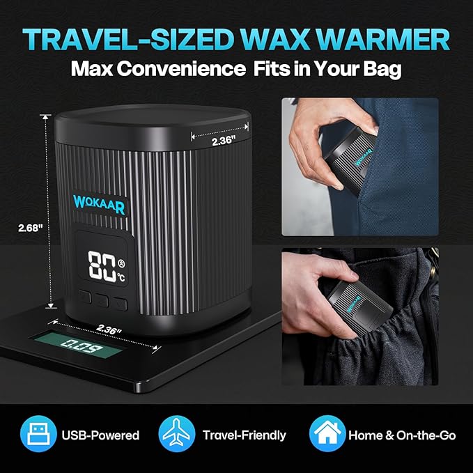 Nose Wax Kit for Eyebrow and Ear Hair | 100gWax, 50 Face Waxing Sticks | USB-C(5V/2A) Wax Warmer | Hair Removal Kit for Men & Women | 15 Pre/Post Wipes, Ear and Mustache Guards & Earplug