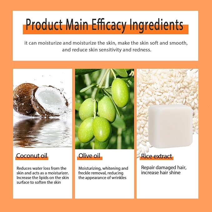 Rice Water Shampoo Bar for Hair Growth, 2 in 1 Fermented Rice Water Shampoo & Conditioner Bar for Damaged, Broken,Thinning Hair (3pcs)