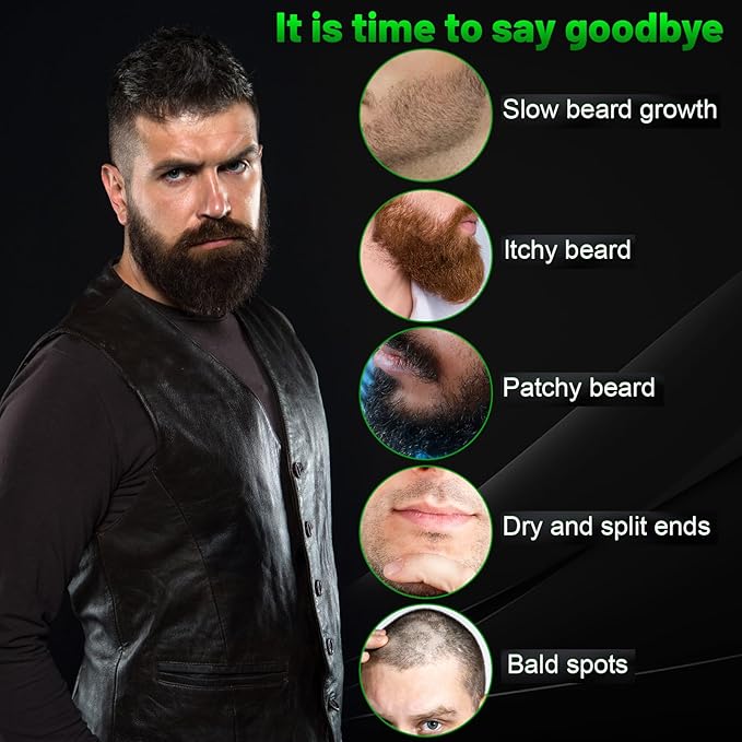 Beard Oil,Maximun Thickening Biotin, with Castor Oil and Argan & Jojoba Oils, Promotes Beard Growth, Styles, Strengthens & Softens Beards & Mustaches,1 Ounce*2（2 Pack）