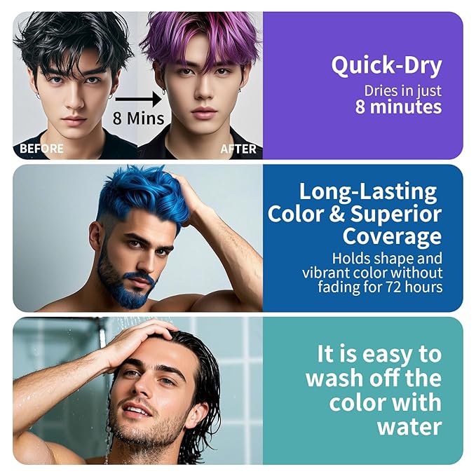 Temporary Hair Styling Color Wax, Green Blue Purple Red Hair Dye Color Wax Washable Natural Instant Hair Coloring Cream for DIY Hairstyle for Kids Men Women(White#89)