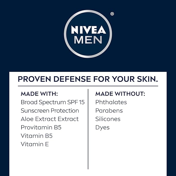 NIVEA MEN Maximum Hydration Face Lotion, Face Lotion with Broad Spectrum SPF 15 Sunscreen for Men, 4 Pack of 2.5 Fl Oz Tubes