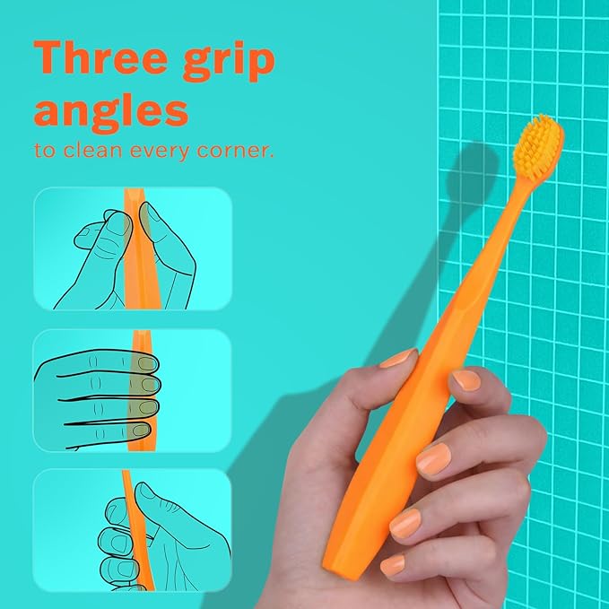 Max Extra-Soft Toothbrush for Adults Sensitive Gums – Gentle Bristles, Wide Angled Head for Back Teeth, Ergonomic Non-Slip Grip, BPA-Free Handle, Individually Wrapped,4-Pack (Sunset Orange)