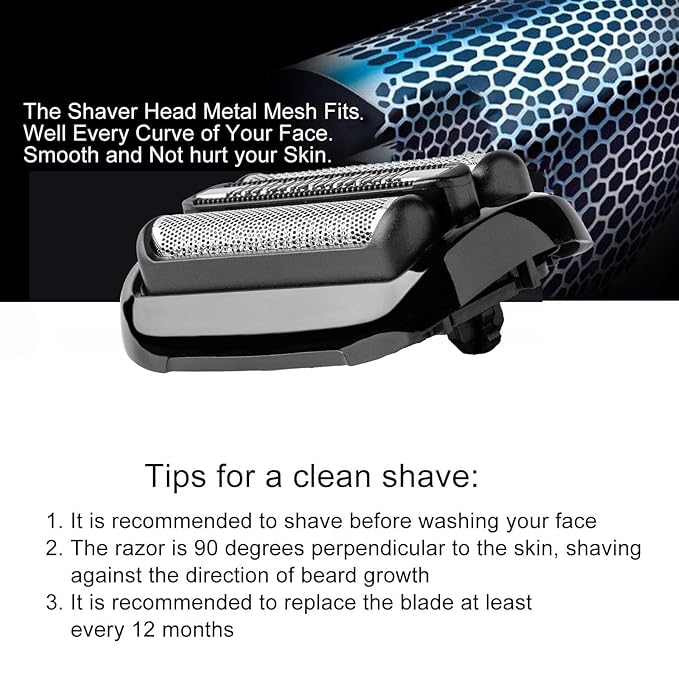 53B Series 5 Replacement Shaver Head Compatible with Braun S5 Replacement Head,53B Blades for Braun Series 5/Series 6 Electric Razor for S6 Replacement Foil and Cutter for 6020s,5020s,5018s