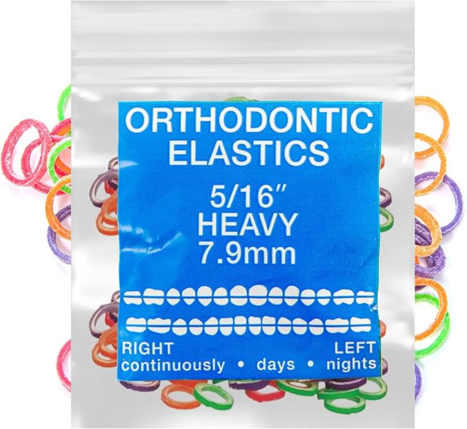Neon Latex 100 counts Intraoral Elastic Bands Orthodontic Elastics Dental Rubber Bands Made in US Heavy 5/16'', Neon Latex