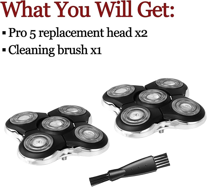 2 Pack Blade Pro Replacement Head Compatible with Remington Balder Pro XR7000, 5 Dual Track Shaver Heads for a Smooth and Close Shave with No-Irritation.