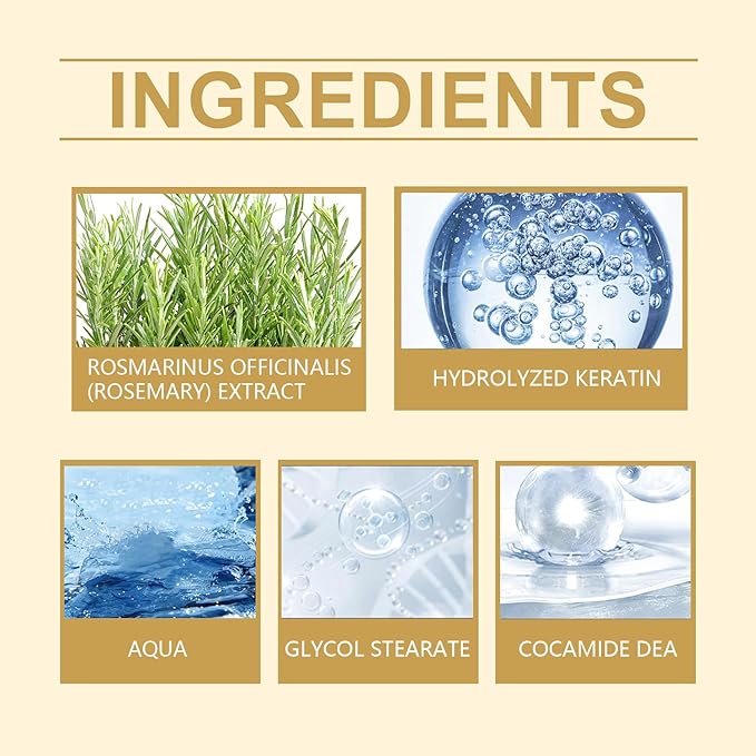 Rosemary Hair Growth Shampoo, Large Capacity Hydrolyzed Keratin Shampoo, Natural Thickening & Strengthening for Hair & Hair Growth (100 ML)