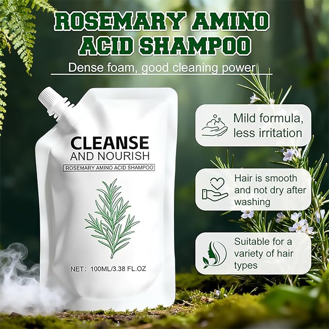 Rosemary Amino Acid Shampoo，Hair Regrowth Shampoo for Women and Men Hair Loss，Reduce Frizz, Strengthen Hair Roots, Cleanse and Nourish the Scalp，3.38 Fl OZ