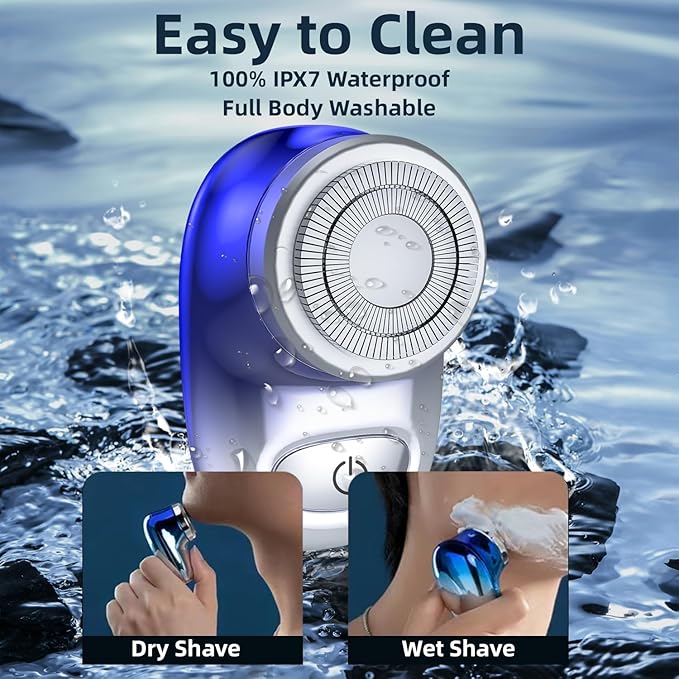 Mini Electric Shaver, Pocket Size Electric Shaver for Men Women, Rechargeable Easy One-Button, Portable Powerful Waterproof Razor for Travel Office Business Trip (2Pack)