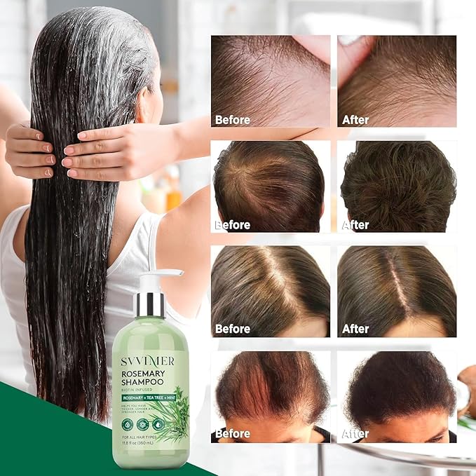 Svvimer Hair Thickening Shampoo and Conditioner - Rosemary Shampoo with Biotin Tea Tree Oil Mint for Thinning Hair - Sulfate Free for Women and Men
