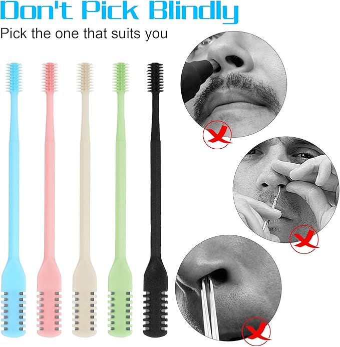 2-in-1 Nasal Hair Cutter Double Sided Nose Hair Knife Nose Hairs Trimmer 12PCS Portable Nostril Hairs Remover Tool 360° Rotating Manual Nosehair Blade for Women Men Personal Cleaning with Case