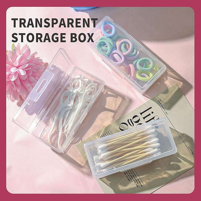 6Pcs Cotton Swab Holder for Travel,Portable Dental Floss Case Clear Plastic Cotton Pad Holder,Travel Floss Picks Case Storage Containers with Dustproof Lid