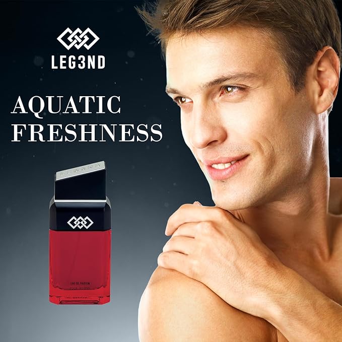 LEG3ND Men's Cologne Eau de Parfum Spray - 3.4oz/100ml Long-Lasting Scent with Elegant & Sleek Glass Bottle - Fragrance for Men with Luxurious Patchouli & Woody Notes (Red Edition)