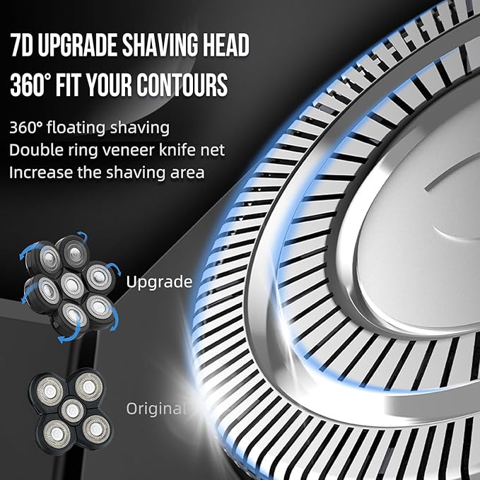 Bald Head Shaver Replacement Blades for Head Shaver, Premium 7 Blades Shaver Replacement Heads for Universal Head Shavers and Freedom Bald Men Grooming, 3 Cleaning Brush, 3 Pack