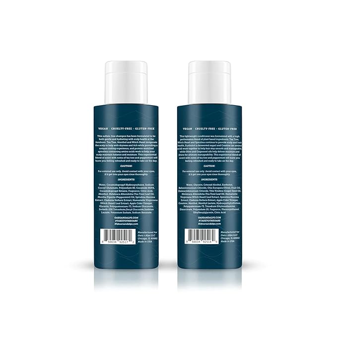 Oars + Alps Men's Sulfate Free Hair Shampoo and Conditioner Set, Infused with Witch Hazel and Tea Tree Oil, Alpine Tea Tree, Travel Size 3.4oz Each