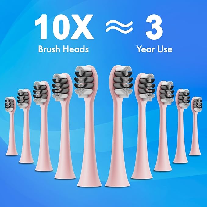 Portable Electric Soft Toothbrush with Travel Case, 90-Day Largest Battery Life, 10 Brush Heads, 5 Modes Deep Clean, Ergonomically-Designed for Enhanced Comfort - Ideal Gift for Adults & Kids