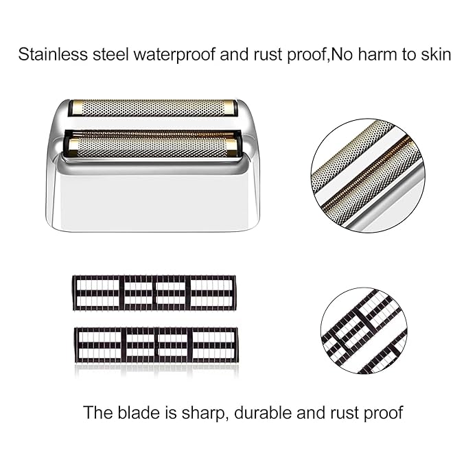 Silver Replacement blades Foil and Cutters Compatible with BaBylissPRO Barberology FXFS2 Shaver foil Replacement Heads(1 pack ）